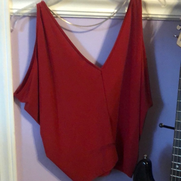 RED, like New, Armani/Exchange Deep V tapered tank - Picture 3 of 3
